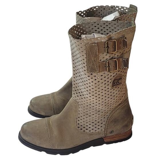 Sorel Major Pull On Tan Leather Boots Women's Size 8 - Picture 1 of 12